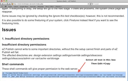 Copy the shell commands EXACTLY, they are customized for your server settings